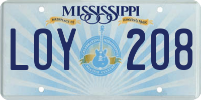 MS license plate LOY208