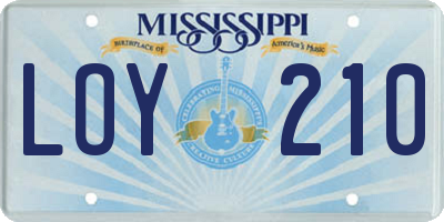 MS license plate LOY210