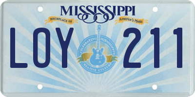 MS license plate LOY211