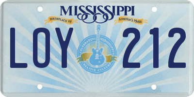 MS license plate LOY212