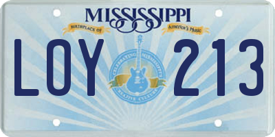 MS license plate LOY213