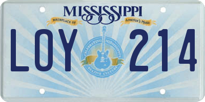MS license plate LOY214