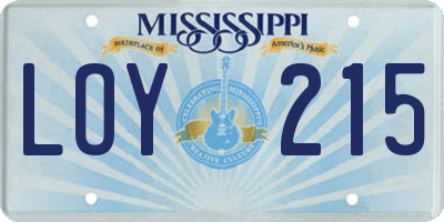 MS license plate LOY215