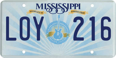 MS license plate LOY216