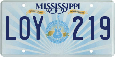 MS license plate LOY219