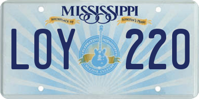 MS license plate LOY220