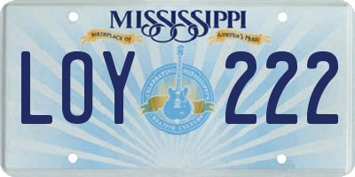 MS license plate LOY222