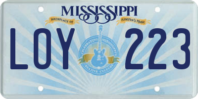 MS license plate LOY223