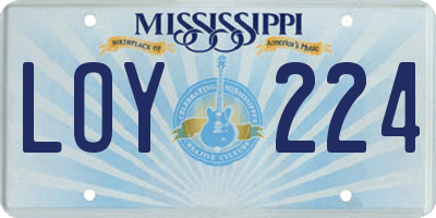 MS license plate LOY224