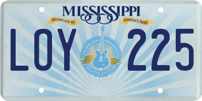 MS license plate LOY225