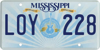 MS license plate LOY228