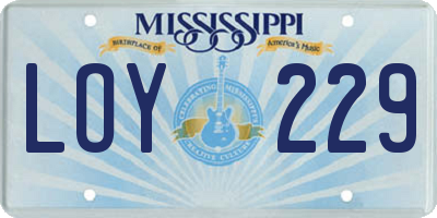 MS license plate LOY229
