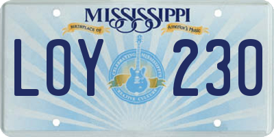 MS license plate LOY230