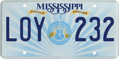 MS license plate LOY232