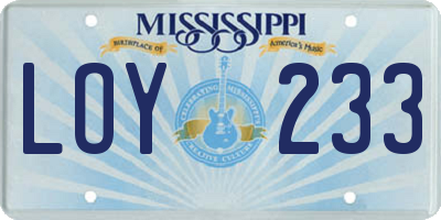 MS license plate LOY233