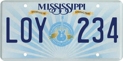 MS license plate LOY234