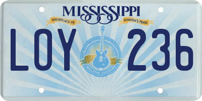 MS license plate LOY236