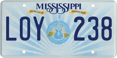 MS license plate LOY238