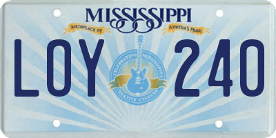 MS license plate LOY240