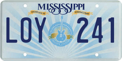 MS license plate LOY241
