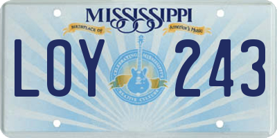 MS license plate LOY243