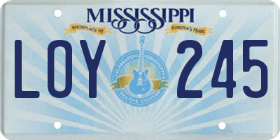 MS license plate LOY245