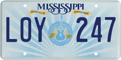 MS license plate LOY247
