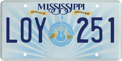 MS license plate LOY251