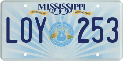 MS license plate LOY253