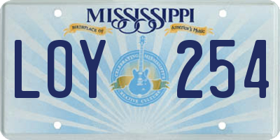 MS license plate LOY254