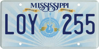 MS license plate LOY255
