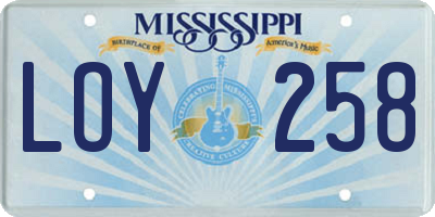 MS license plate LOY258