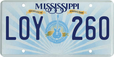 MS license plate LOY260