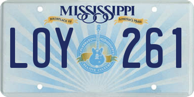 MS license plate LOY261