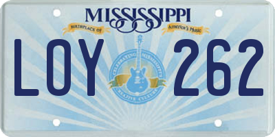MS license plate LOY262