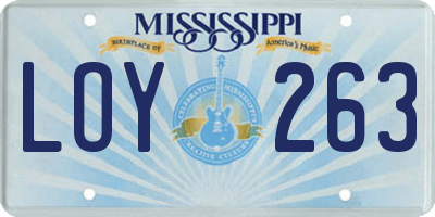 MS license plate LOY263