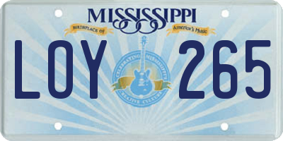 MS license plate LOY265