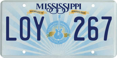 MS license plate LOY267