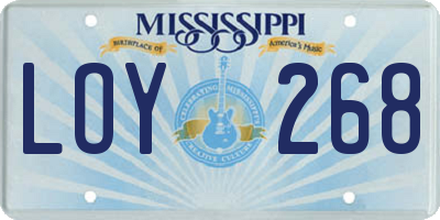 MS license plate LOY268