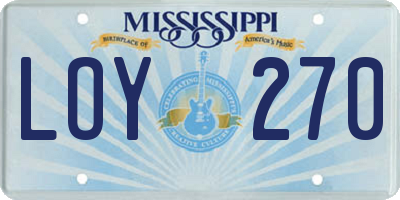 MS license plate LOY270