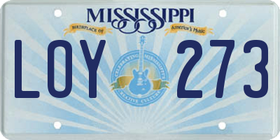 MS license plate LOY273