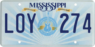 MS license plate LOY274