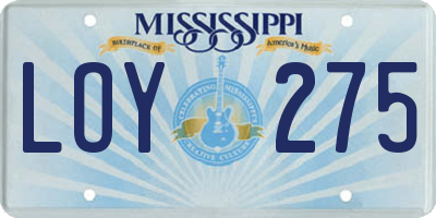 MS license plate LOY275
