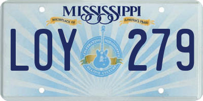 MS license plate LOY279