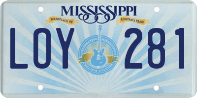 MS license plate LOY281