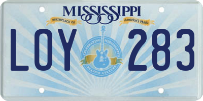 MS license plate LOY283
