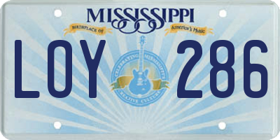 MS license plate LOY286