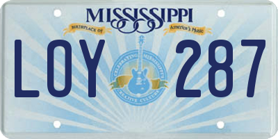 MS license plate LOY287