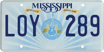 MS license plate LOY289