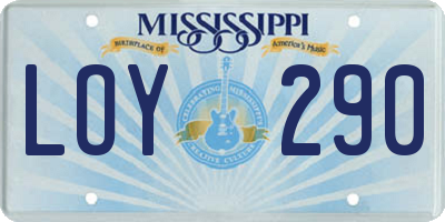 MS license plate LOY290